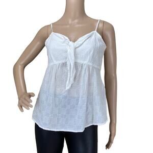 A.N.A. A New Approach White Ruffle Tie Front Blouse Size S Sleeveless Peplum Top